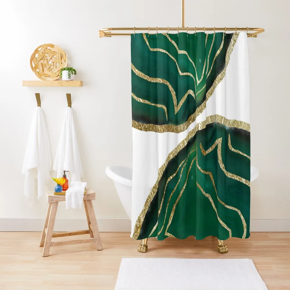 

Emerald Agate Gold Glam #1 #gem #decor #artShower Curtain Bathroom Accessories