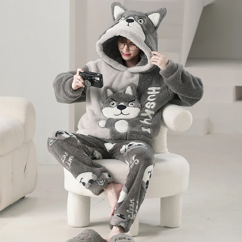 Men Pajamas Set Adult Sleepwear Winter Thicken Pyjamas Homewear Cartoon Dog Korean Loose Soft Warm Pijamas Leisure Loungewear
Men Pajamas Set Adult Sleepwear Winter Thicken Pyjamas Homewear Cartoon Dog Korean Loose Soft Warm Pijamas Leisure Loungewear