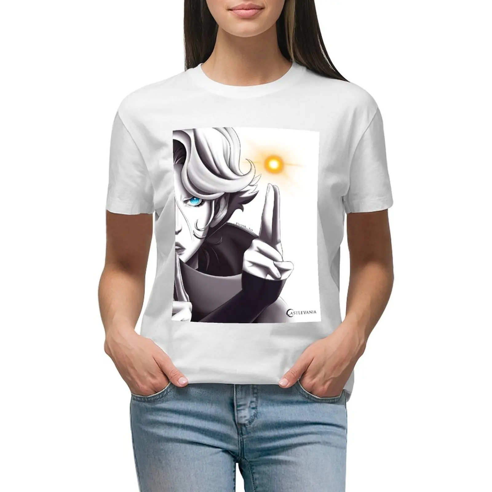 Sypha from Castlevania T-shirt tops anime clothes Women's summer blouses 2024
Sypha from Castlevania T-shirt tops anime clothes Women's summer blouses 2024