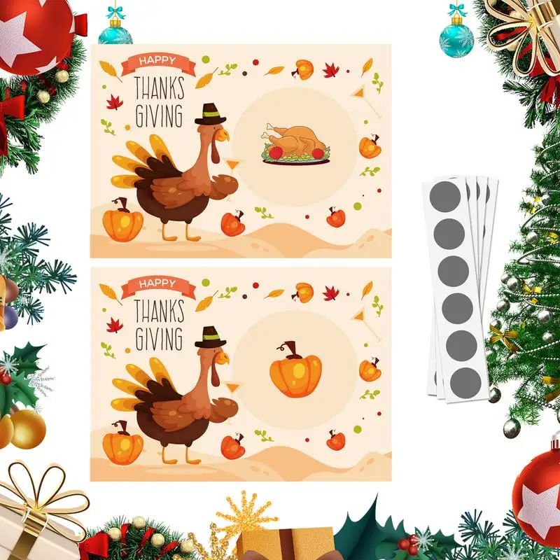 Fall Party Scratch Game 48pcs Thanksgiving Turkey Scratch Cards Greeting Cards Friendsgiving Scratcher Tickets for Gatherings
Fall Party Scratch Game 48pcs Thanksgiving Turkey Scratch Cards Greeting Cards Friendsgiving Scratcher Tickets for Gatherings