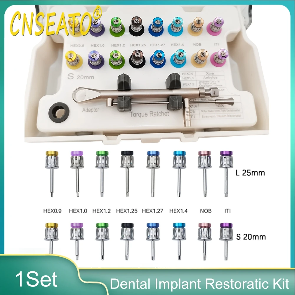

1 Whole Set Dental Universal Implant Torque Screwdrivers Wrench Dental Implant Prosthetic Tool Kit 10-70NCM Restoration Tools
