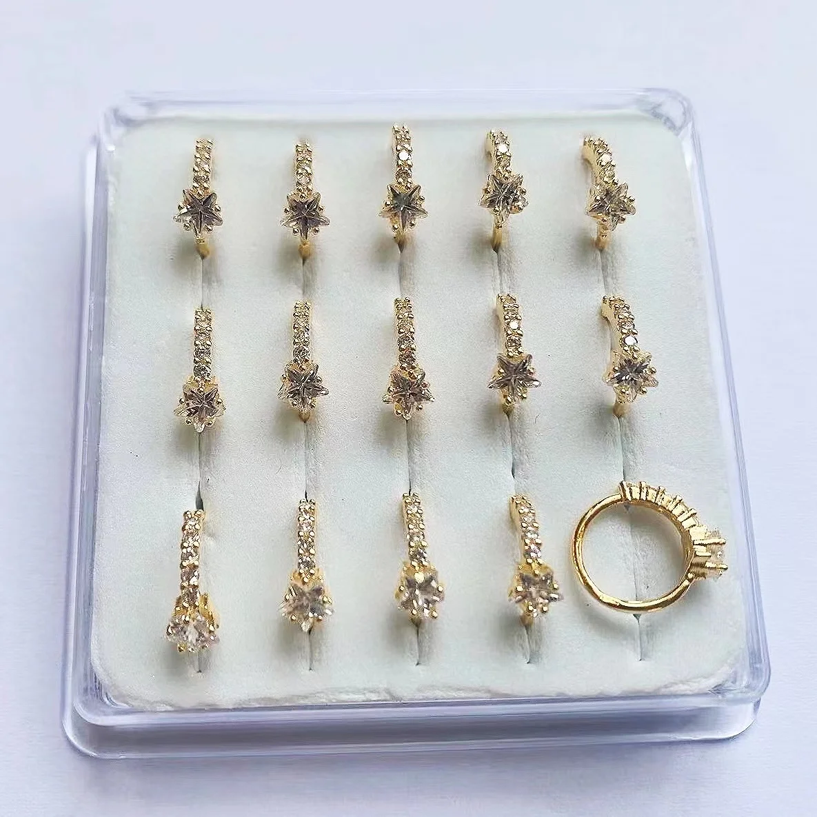 

15 pcs 11mm copper star tiny zircon nose rings silver plated 18k gold nose piercing body jewelry for women Accessories wholesale