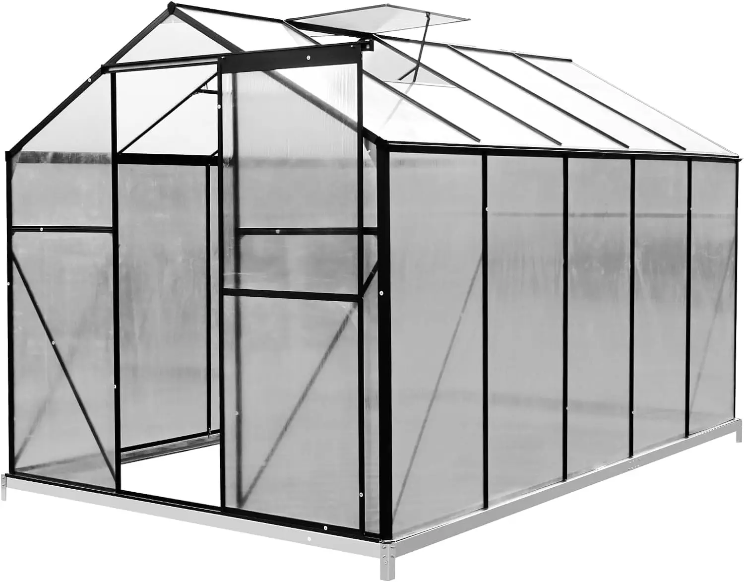 

10x6 FT Greenhouse for Outdoors with Sliding Door and Adjustable Vent Window, Outdoor Aluminum Polycarbonate，Portable Plant