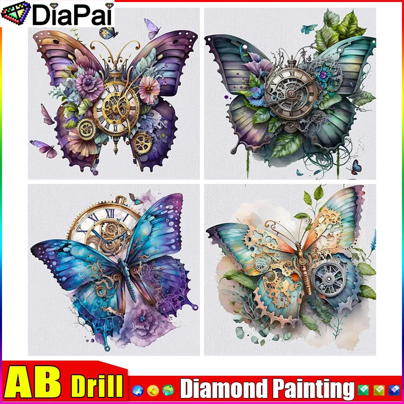 

Набор для алмазной вышивки DIAPAI AB, «карманные часы-бабочки», «сделай сам», алмазная живопись, вышивка крестиком, украшение для дома, подарок