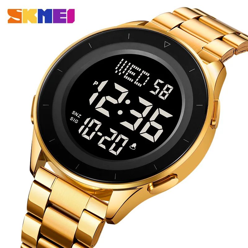 

SKMEI Stopwatch Stainless Steel Watch band Chronograph Date Alarm Clock Night Light On The Hour 24-hour System Countdown 2167