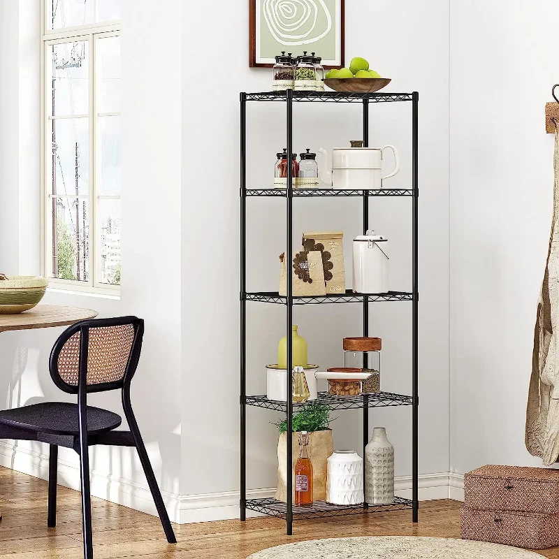 GIVIMO 5 Tier Wire Shelf Unit, 21.7" x 11.8" x 59.1", 750 lb Capacity, Black shelves tools storage organize shelves
GIVIMO 5 Tier Wire Shelf Unit, 21.7" x 11.8" x 59.1", 750 lb Capacity, Black shelves tools storage organize shelves
