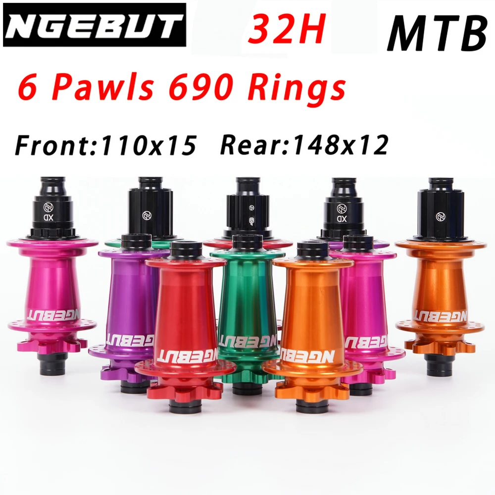 

NGEBUT 690 rings Bicycle Hub Sealed Bearing 6-bolt Disc Brake J-Bend 28/32 Holes BOOST MTB Hub HG XD MS 148*12 110*15