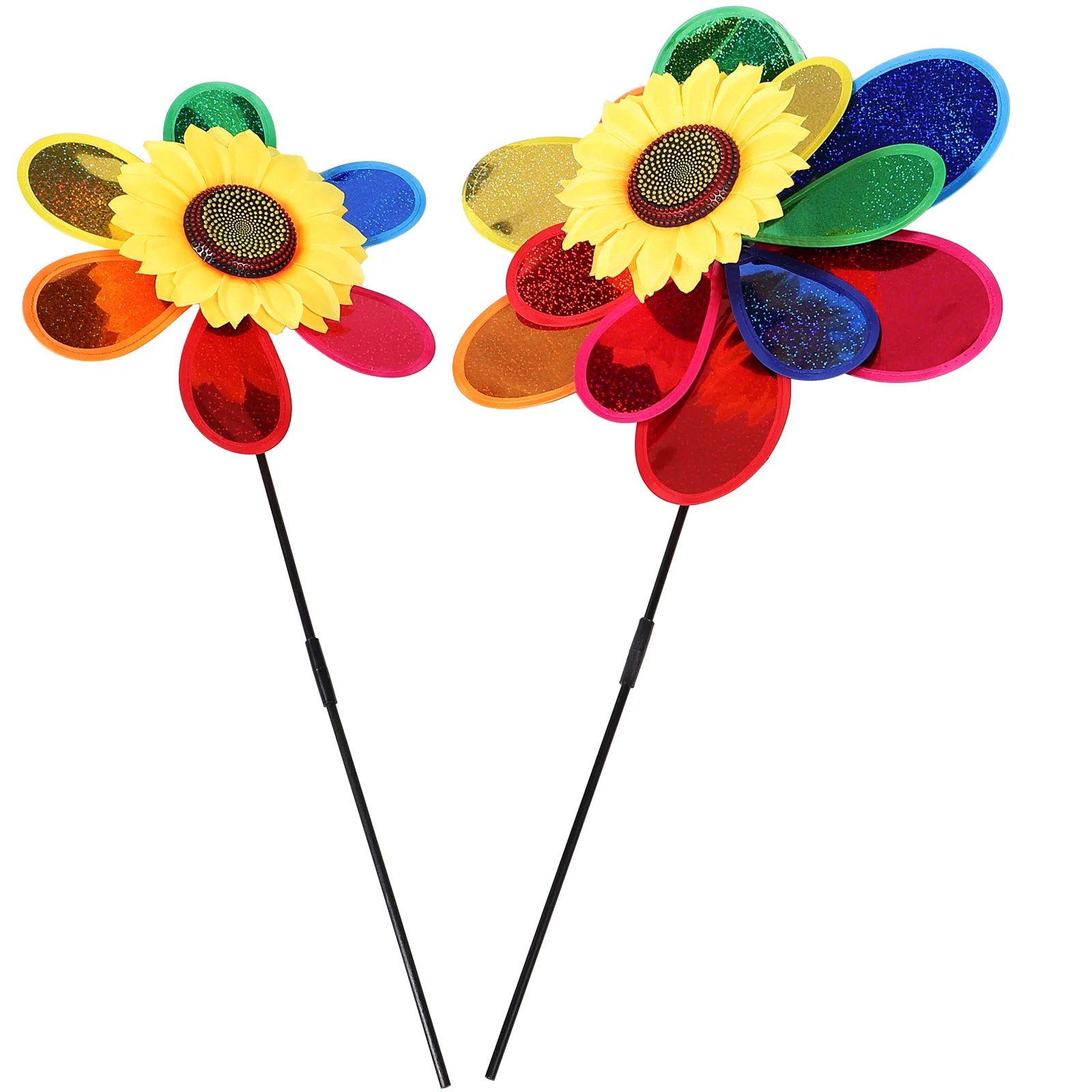 

2 Pcs Sunflower Windmill Decor Garden Plastic Pinwheel Colorful Pinwheels Child Ornament