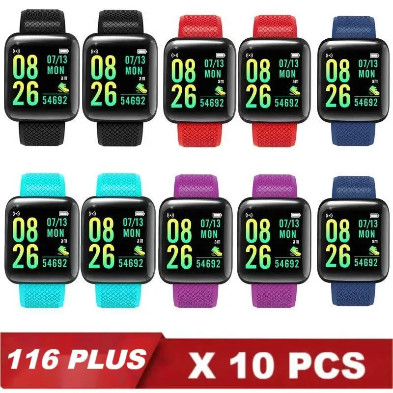 

10 PCS 116 Plus Smart Watch Men Women 1.3 Inch FitPro APP Bluetooth SYN Custom Wallpaper Sports Smartbracelet for Android IOS