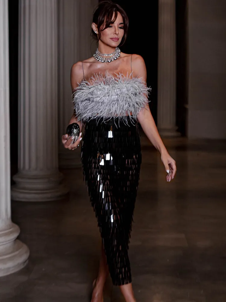 Women 2 Piece Outfits for Summers Grey Furry Camisole Crop Top and Black Sequines Skirts High Street Evening Club Party Outfit
Women 2 Piece Outfits for Summers Grey Furry Camisole Crop Top and Black Sequines Skirts High Street Evening Club Party Outfit