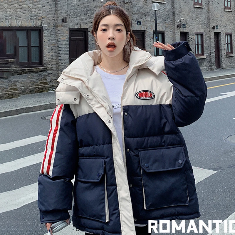 Cotton winter women's coat 2023 work outfit color matching bread jacket loose size college style thickened hoodie
Cotton winter women's coat 2023 work outfit color matching bread jacket loose size college style thickened hoodie