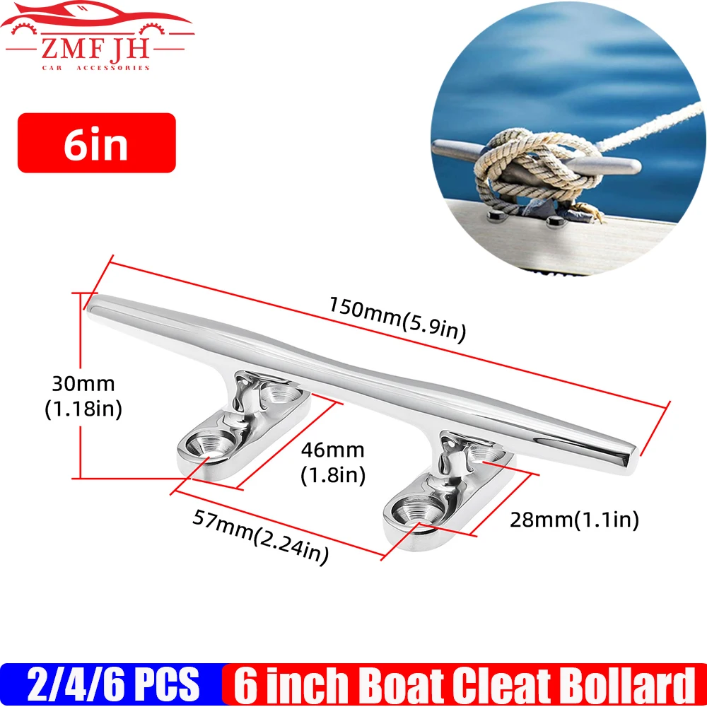6" Marine Stainless Steel Low Flat Cleat Open Base Cleat Boat Yacht Deck Line Rope Tie Kayak Canoe Deck Hardware 2/4/6PCS
6" Marine Stainless Steel Low Flat Cleat Open Base Cleat Boat Yacht Deck Line Rope Tie Kayak Canoe Deck Hardware 2/4/6PCS