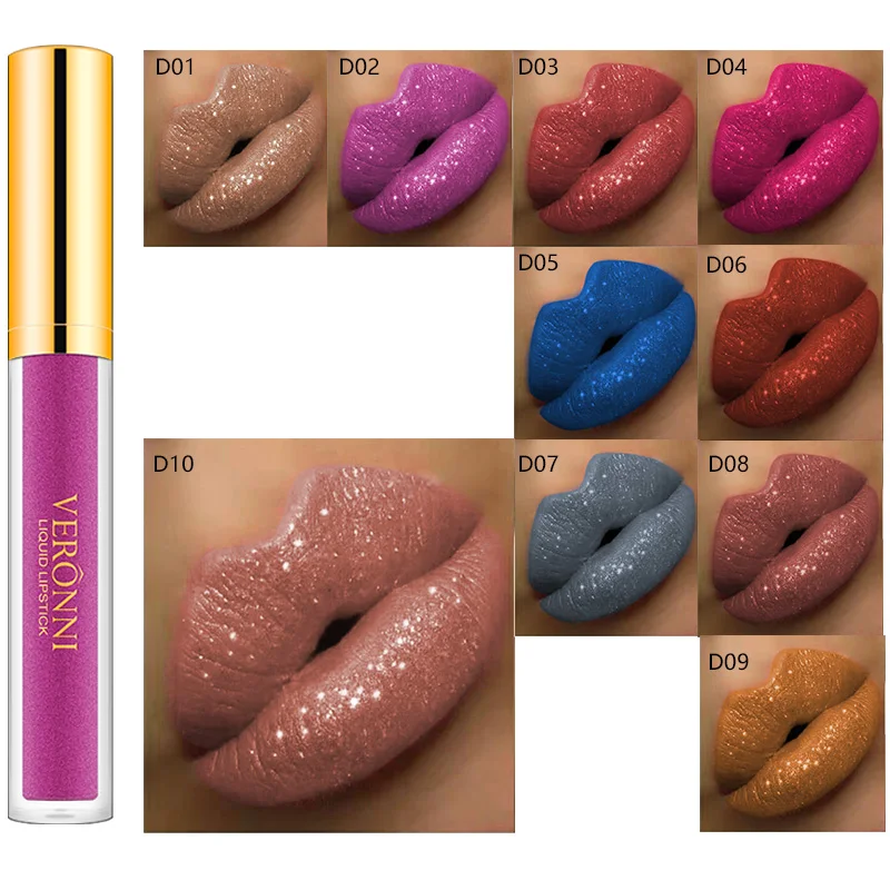 

Shiny Lip Gloss Waterproof Diamond Shimmer Glitter Lips Plumper Glaze Long Lasting Highly Pigmented Liquid Lipstick Women Makeup