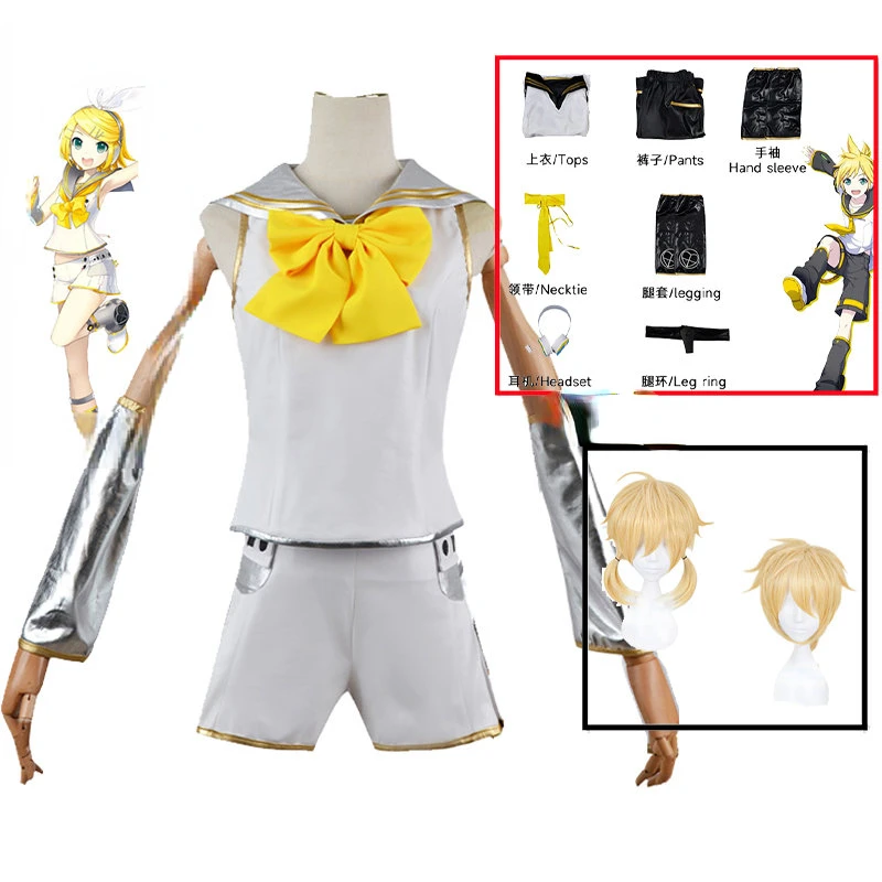 Brother Sister Rin Len Cosplay Anime Costumes Halloween Uniform Women Men Stage Tops Shorts Headset PU Sleeve Party Set Wig
Brother Sister Rin Len Cosplay Anime Costumes Halloween Uniform Women Men Stage Tops Shorts Headset PU Sleeve Party Set Wig