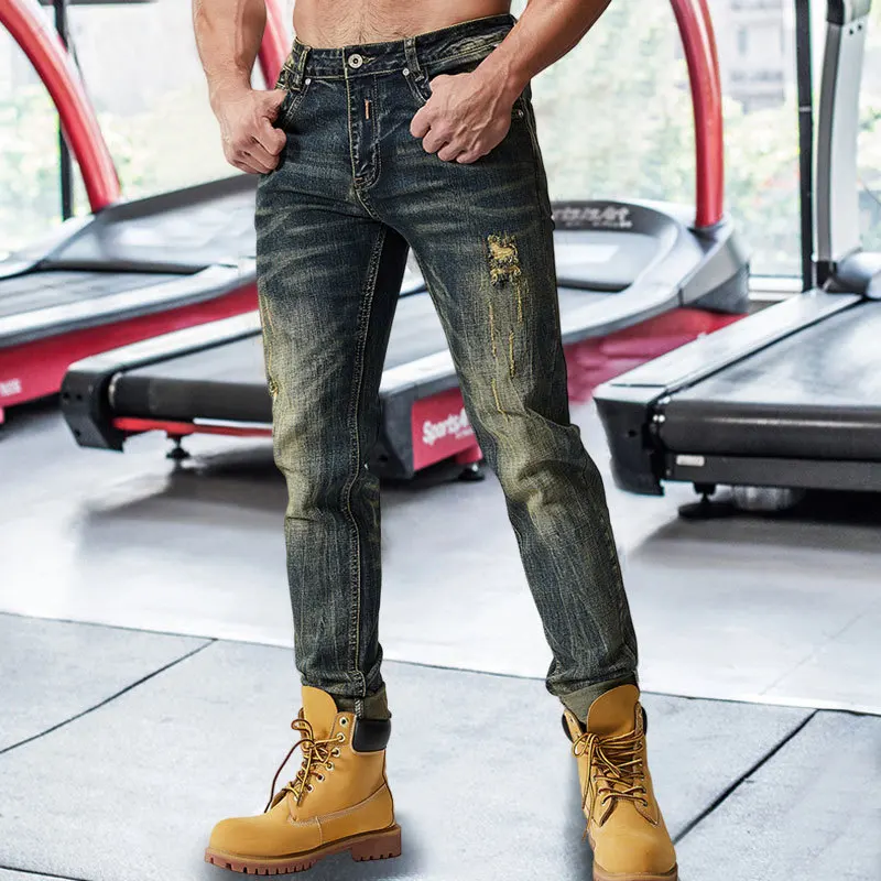 Джинсы мужские мотоциклетные в стиле хип-хоп, штаны в стиле пэчворк, уличная одежда, Узкие синие джинсы на молнии
Джинсы мужские мотоциклетные в стиле хип-хоп, штаны в стиле пэчворк, уличная одежда, Узкие синие джинсы на молнии