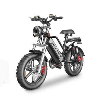 팻 타이어 스노우 전기 자전거, 탈착식 리튬 배터리, 듀얼 모터 드라이브, 성인용 동력 보조 산악 자전거, 20 인치, 48V, 750W