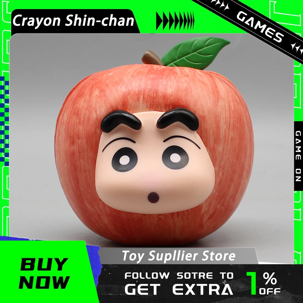 

Аниме фигурки Crayon Shin-chan, фигурка Shin-chan, фруктовая серия Apple Kawaii Shin-chan, настольная Коллекционная модель, украшения, игрушки, подарки