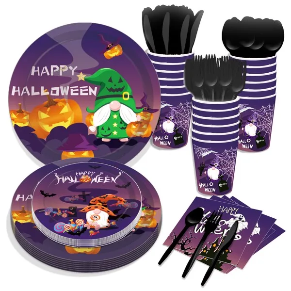 Halloween Disposable Tableware Cartoon Paper Plate Paper Cup Napkin Paper Set Happy Helloween Party Supplies 68Pcs
Halloween Disposable Tableware Cartoon Paper Plate Paper Cup Napkin Paper Set Happy Helloween Party Supplies 68Pcs