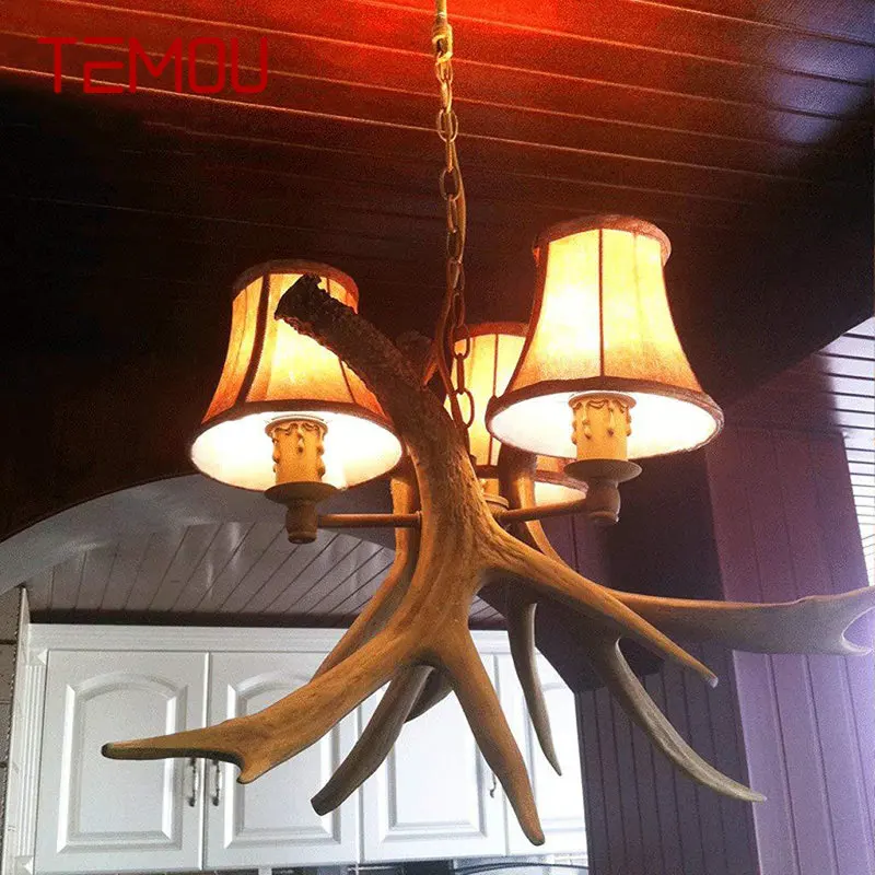 

TEMOU Contemporary Chandelier Pendant Light LED Antler Creative Hanging Ceiling Lamp for Home Dining Room Decor Fixtures