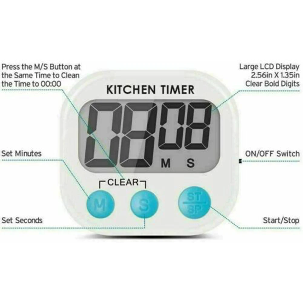 

Kitchen Accessories Digital Timer LCD Digital Timer Timer Alarm Cooking Digital Kitchen LCD Large Loud Magnetic