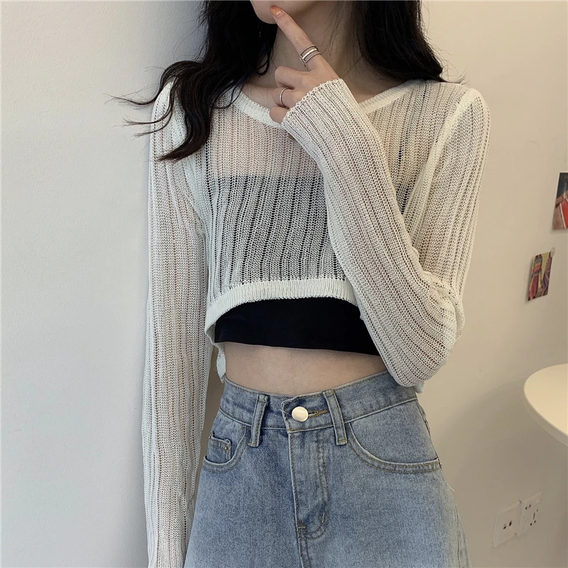 Streetwear Ropa De Mujer Femme See-through Tank Tops Women Tees T Shirt y2k Clothes Knitted White Black Mesh Crop Top For Girl
Streetwear Ropa De Mujer Femme See-through Tank Tops Women Tees T Shirt y2k Clothes Knitted White Black Mesh Crop Top For Girl