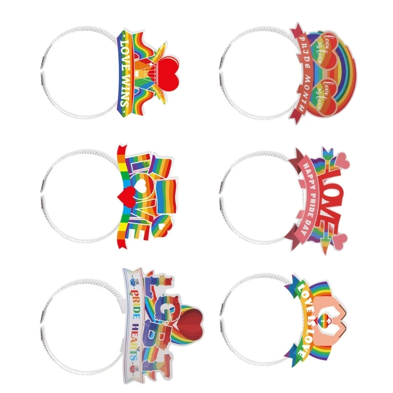 6 шт., обруч для волос Love Wins, головной убор для месяца гордости, повязка на голову с радужным флагом, радужная тема Love
6 шт., обруч для волос Love Wins, головной убор для месяца гордости, повязка на голову с радужным флагом, радужная тема Love