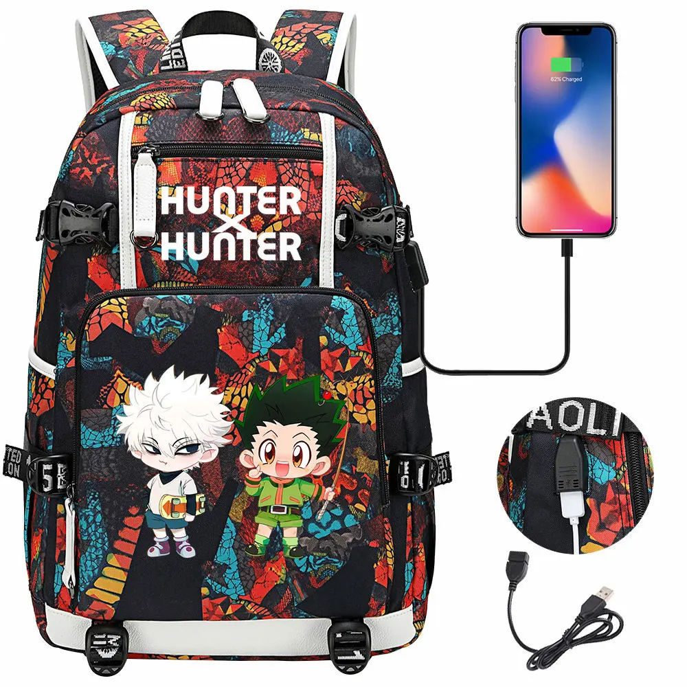 

Anime USB Boy Girl Kid School Book Bags Large Capacity Teenagers Student Schoolbags Women Men Laptop Backpack Hunter×Hunter