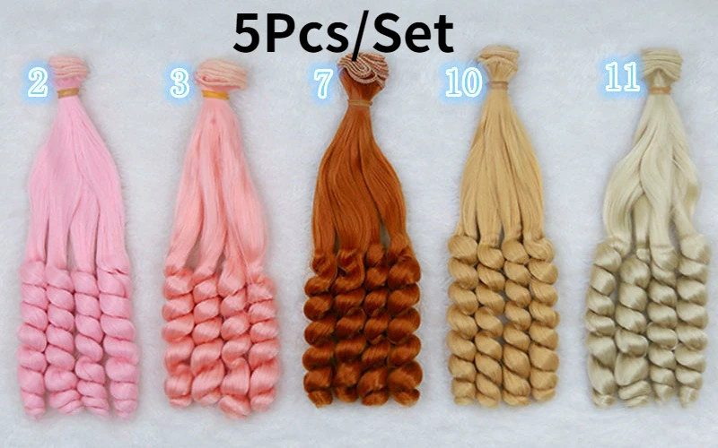 

5PCS/Set SD BJD Doll Cotton Doll High Temperature Silk Wig Hair Row Horizontal Length 100cm Vertical Length 20cm
