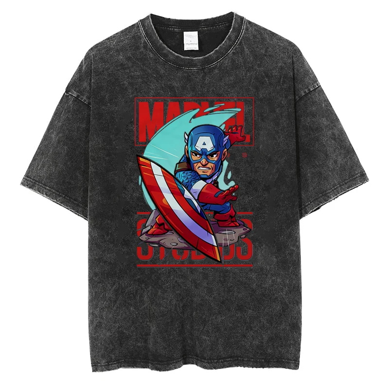 

Marvel Heroes The Avengers T Shirt Y2k Harajuku Fashion High Street Unisex Loose T-shirt Vintage Cotton Casual Oversized Tees