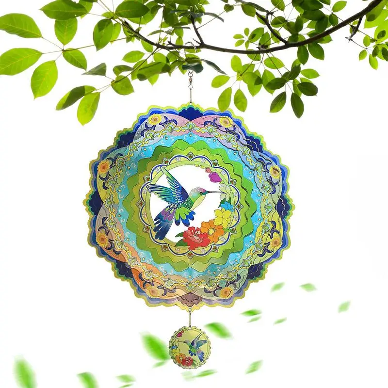 

Outdoor Wind Spinners Hummingbird Outdoor Wind Chime Metal Wall Hang Garden Spinner Kinetic Yard Art Decorations For Trees