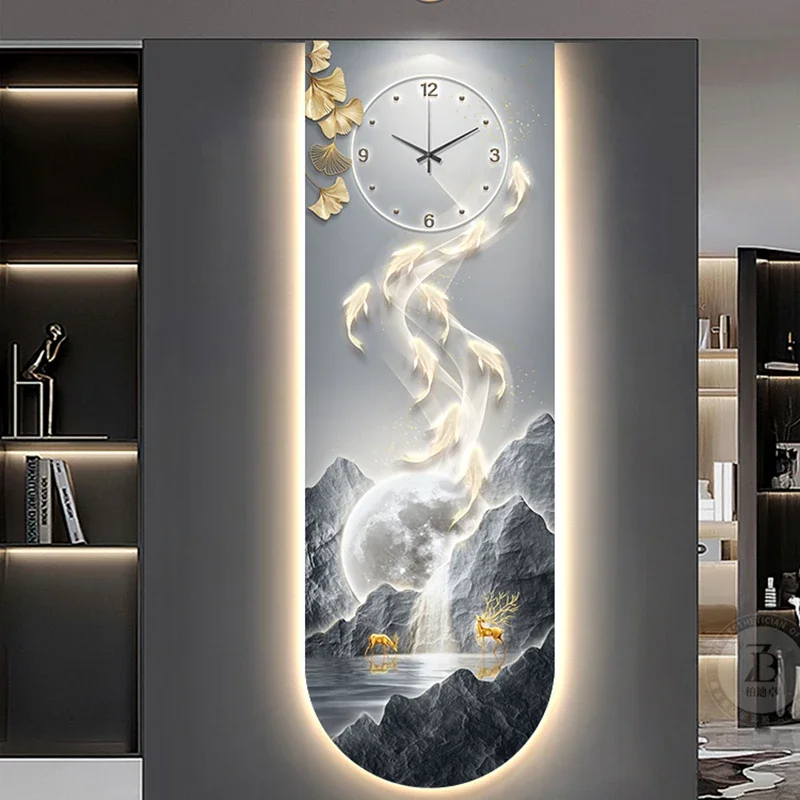 

Настенные часы с художественной росписью, роскошные эстетические современные дизайнерские минималистичные модные бесшумные настенные часы в скандинавском стиле, украшение для дома