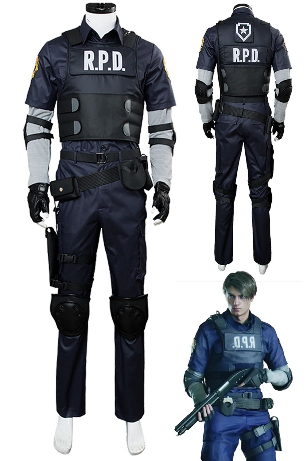 

Leon Fantasia Disguise Costume Holster Biohazard Game Resident Re Fancy Outfits Cloth Adult Male Men Cosplay Carnival Party Suit