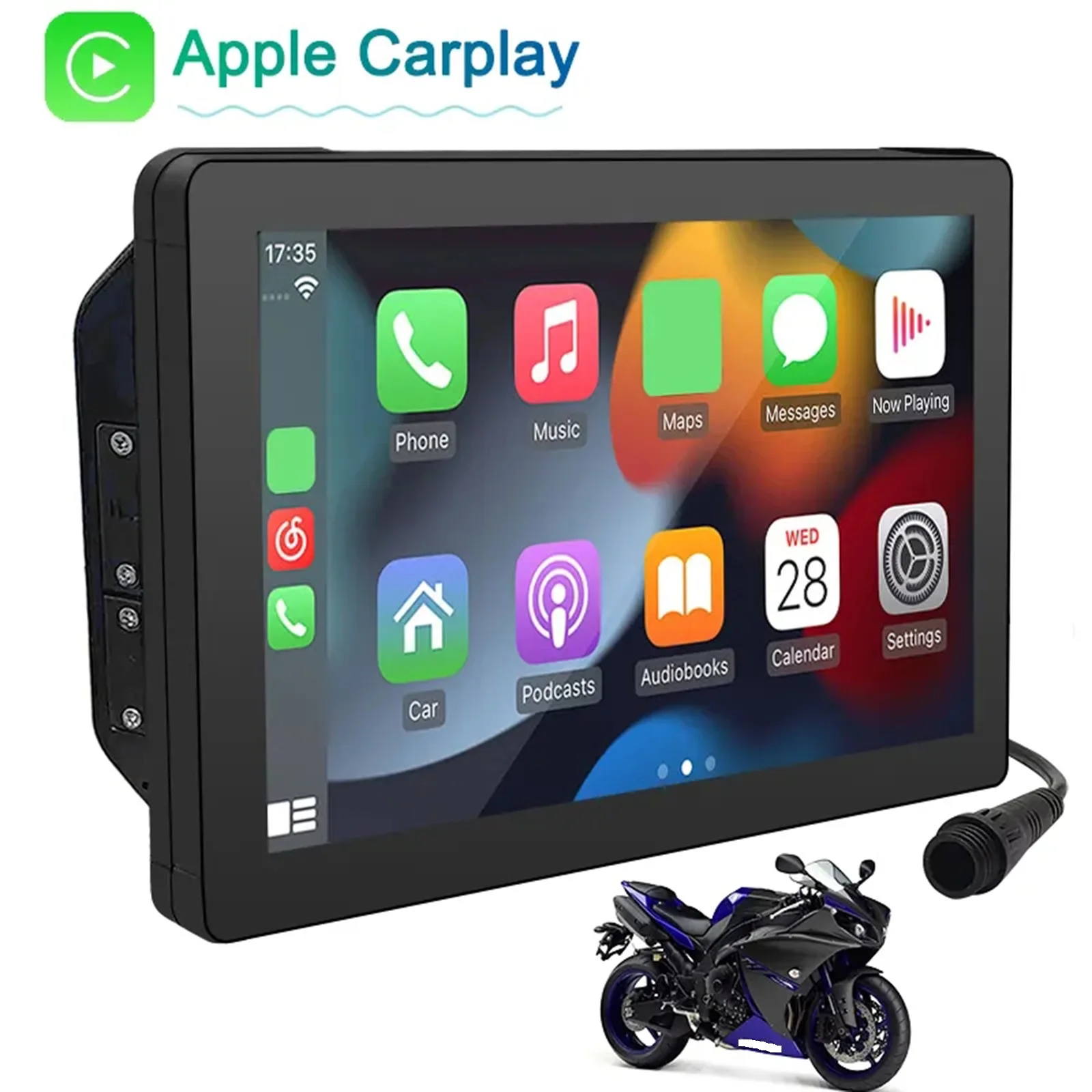 

7 Inch Touch Screen Motorcycle Navigator Universal Motorcycle CarPlay Wireless Carplay Android Auto Bluetooth IPX7 Waterproof