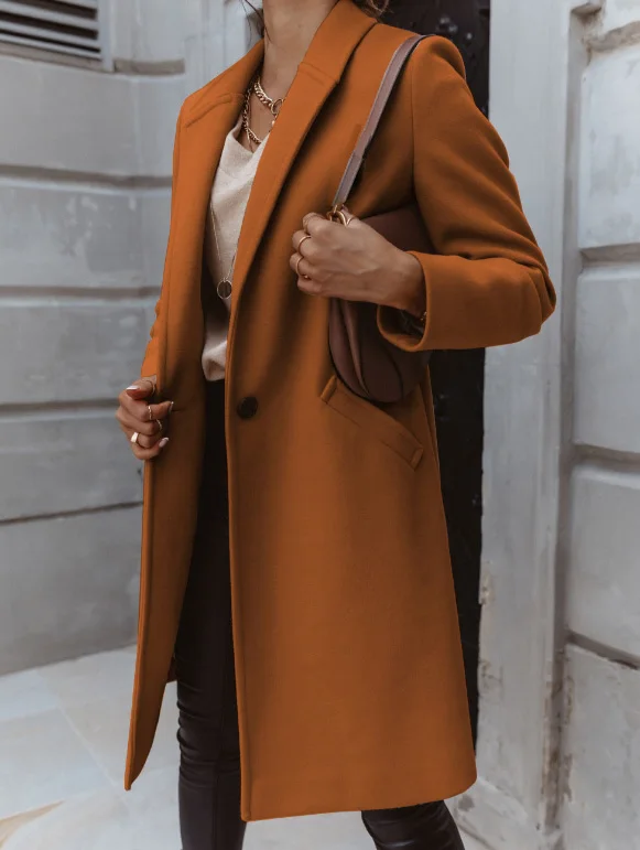 Women's Long Coat Solid Color Trench Coat Fashion Commuting Long Sleeved Lapel Button Woolen Coat Winter Elegant Overcoat
Women's Long Coat Solid Color Trench Coat Fashion Commuting Long Sleeved Lapel Button Woolen Coat Winter Elegant Overcoat