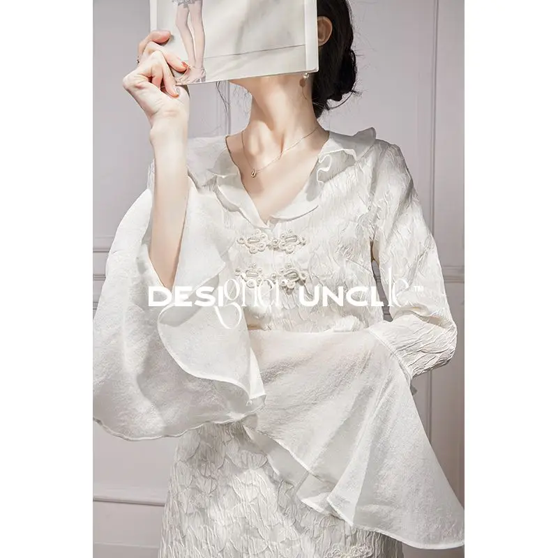 French Skirt Suit Retro Chinese Traditional Clothing Flared Shirt High Waist Skirt Set High End Elegant Summer Clothes
French Skirt Suit Retro Chinese Traditional Clothing Flared Shirt High Waist Skirt Set High End Elegant Summer Clothes
