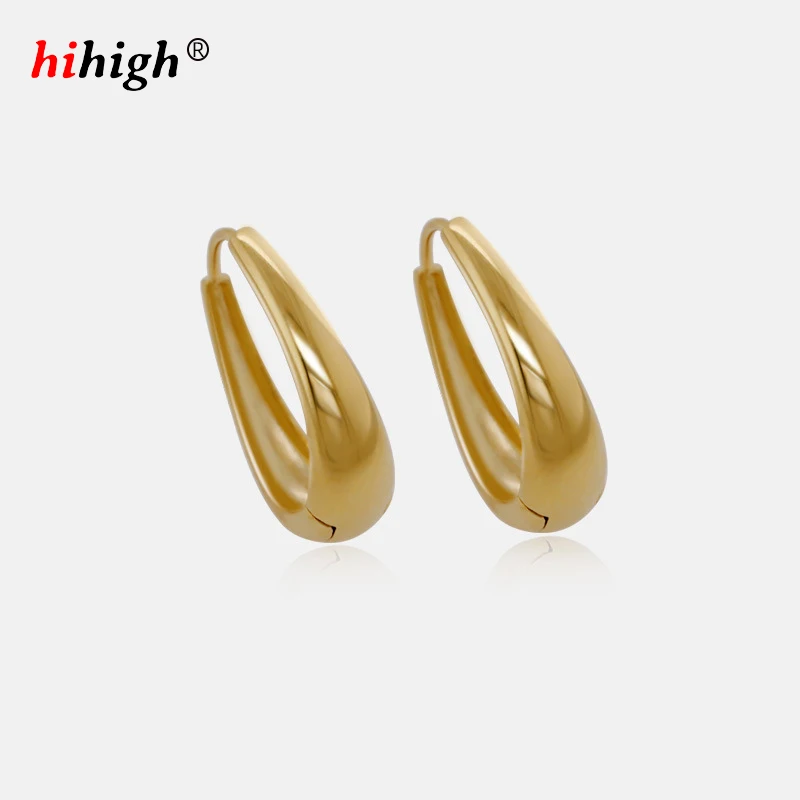 

Korean Style Wide Earrings Hoop Earrings S925 Sterling Silver Gold Plated High Quality Girl Lady Good Match Ins Superior Sense