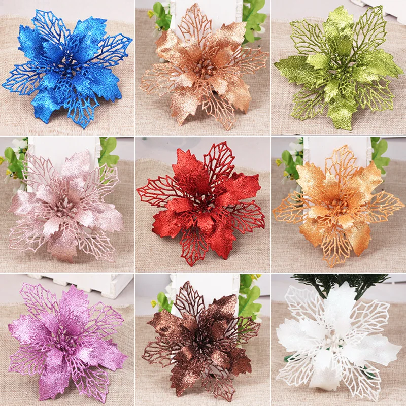 5PCS Christmas Flower Heads Colorful Glitter Powder Xmas Flower For Noel Tree Decoration Navidad Party Table Setting Supplies
5PCS Christmas Flower Heads Colorful Glitter Powder Xmas Flower For Noel Tree Decoration Navidad Party Table Setting Supplies