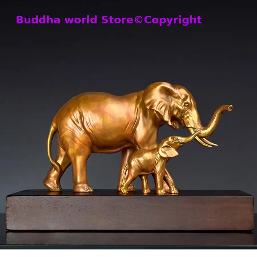 

HOT SALE High grade gift Southeast Asia Home store Company SHOP decorative mascot GOOD LUCK Fortune elephant COPPER Christmas