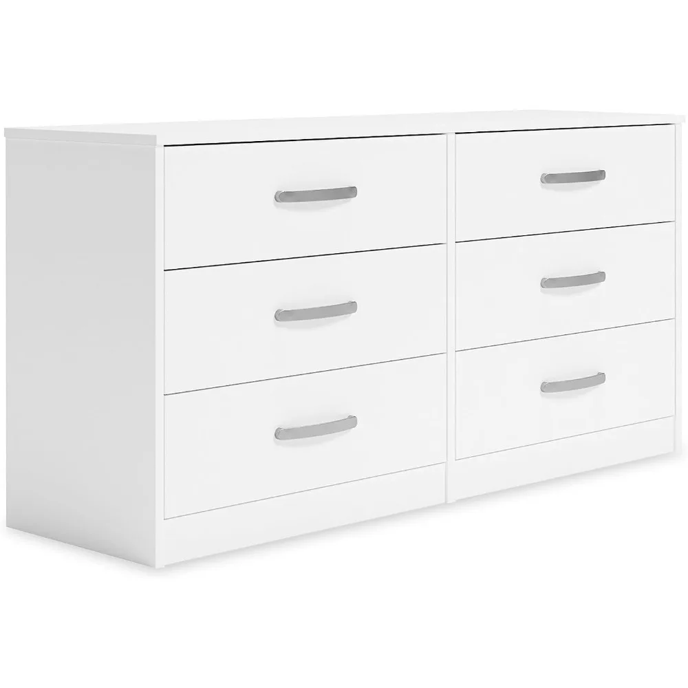 Flannia Modern 6 Drawer Dresser with Ball-bearing Construction and Safety Stop, White
Flannia Modern 6 Drawer Dresser with Ball-bearing Construction and Safety Stop, White