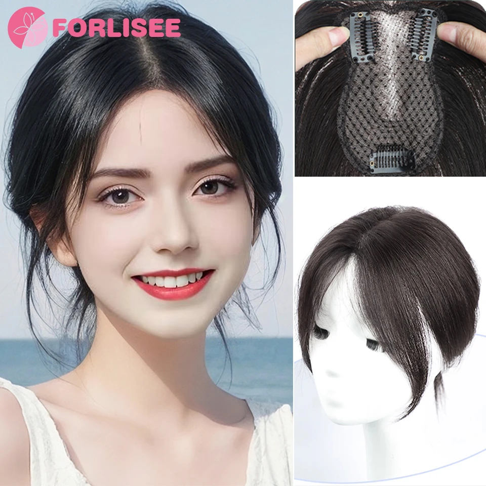 

FORLISEE Wig Women's Head Top Replacement Hair High Head Top Increase Hair Volume Fluffy Cover White Hair Bang Hair Wig Piece