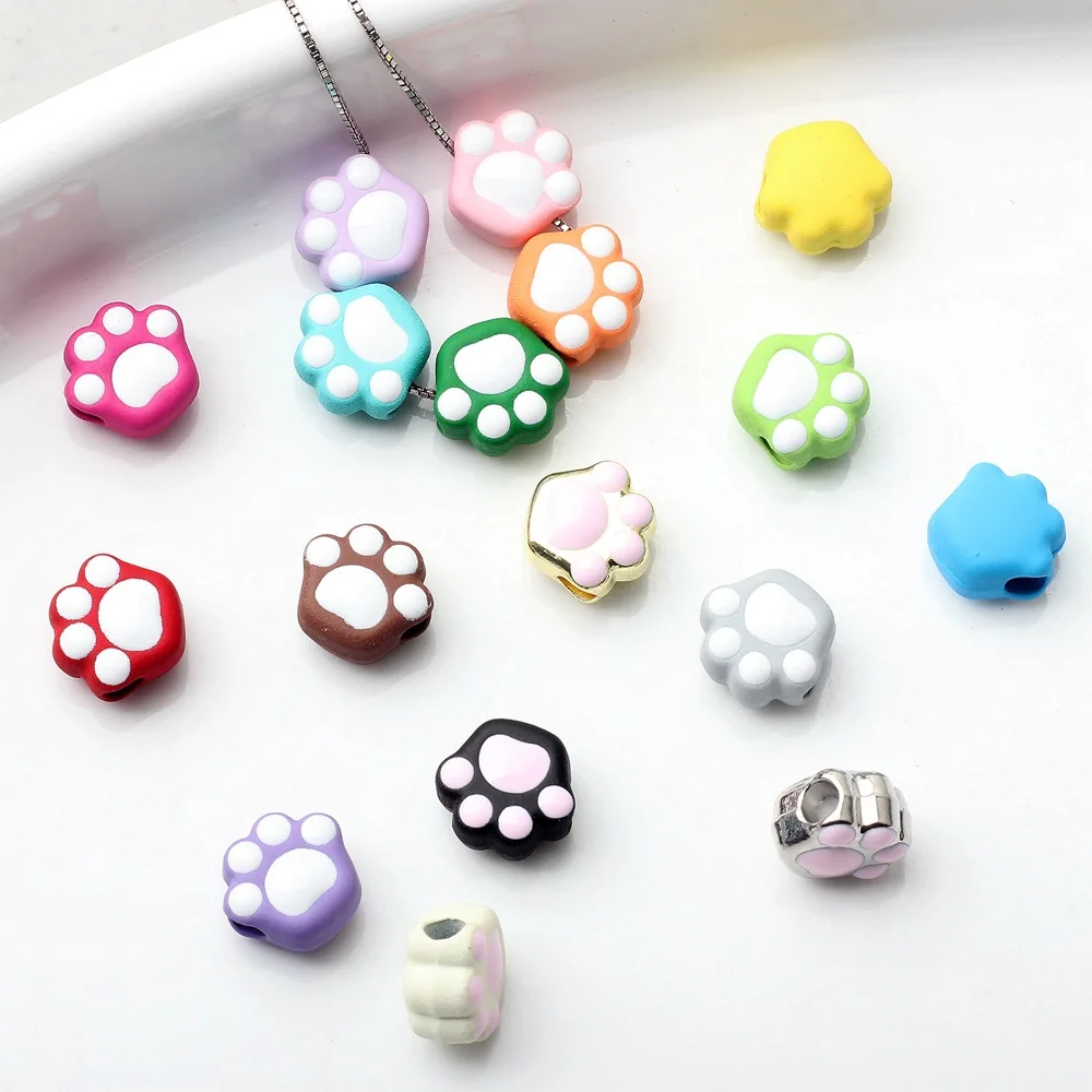 

10 Pieces/Pack Simplicity Alloy Dropping Oil Spray Colored Cartoon Cute Cat Claw Beading Pendant DIY Jewelry Earrings Necklace