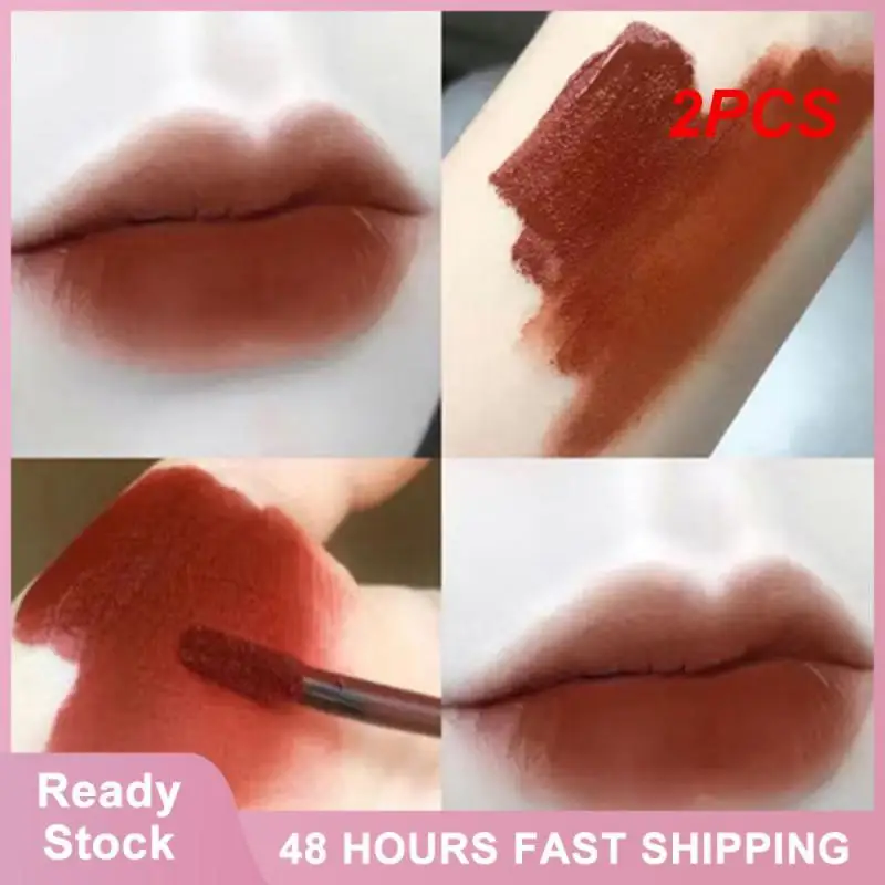 

2PCS Lip Tint Mud Moisturizing Creative Cue Lip Gloss 6 Colors Cosmetics Velvet Matte Lipstick Bottle Lip Mud Lips Makeup