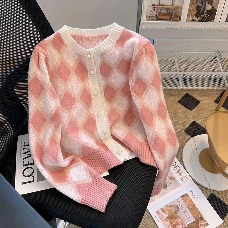 Autumn Winter Cardigan Women Knitted Sweater Argyle Loose Sweater Single Breasted Student Lovely Knitwear Korean Cardigan Tops
Autumn Winter Cardigan Women Knitted Sweater Argyle Loose Sweater Single Breasted Student Lovely Knitwear Korean Cardigan Tops