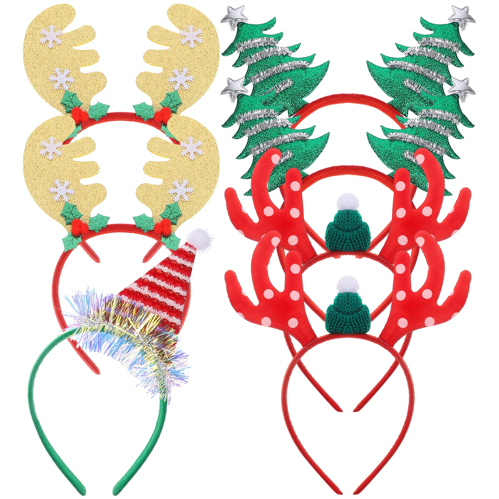 

7pcs Lovely Christmas Hair Hoops Cartoon Design Headband Funny Christmas Themed Hair Clasp Stylish Delicate Headwear for Women