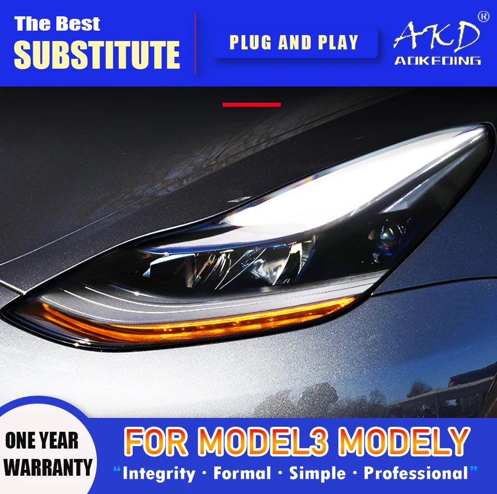 AKD Head Lamp for Tesla Model 3 LED Headlight 2017-2022 Headlights Model3 DRL Turn Signal High Beam Angel Eye Projector Lens
AKD Head Lamp for Tesla Model 3 LED Headlight 2017-2022 Headlights Model3 DRL Turn Signal High Beam Angel Eye Projector Lens