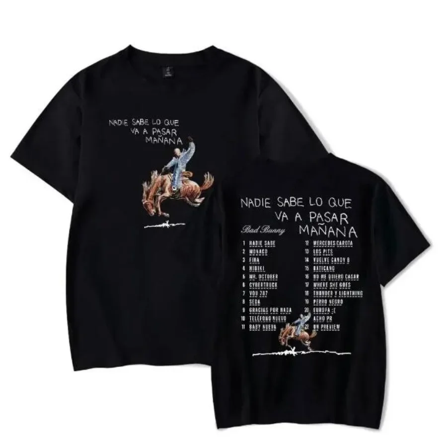 Bad Bunny Nadie Sabe Lo Que Va A Pasar Manana T Shirt Women Men Summer Fashion O-neck Short Sleeve Funny Tshirt Graphic Tees
Bad Bunny Nadie Sabe Lo Que Va A Pasar Manana T Shirt Women Men Summer Fashion O-neck Short Sleeve Funny Tshirt Graphic Tees