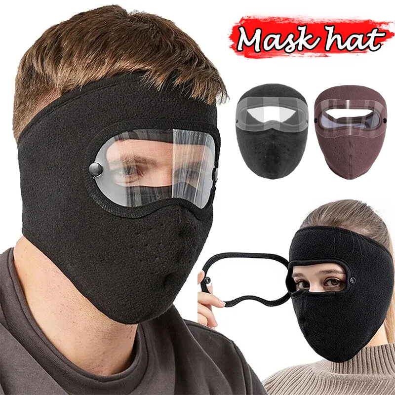 

Windproof Anti Dust Full Face Mask Hat Cycling Ski Breathable Masks Eye Shield HD Anti Fog Goggles Hood Cover Winter Warm Cap