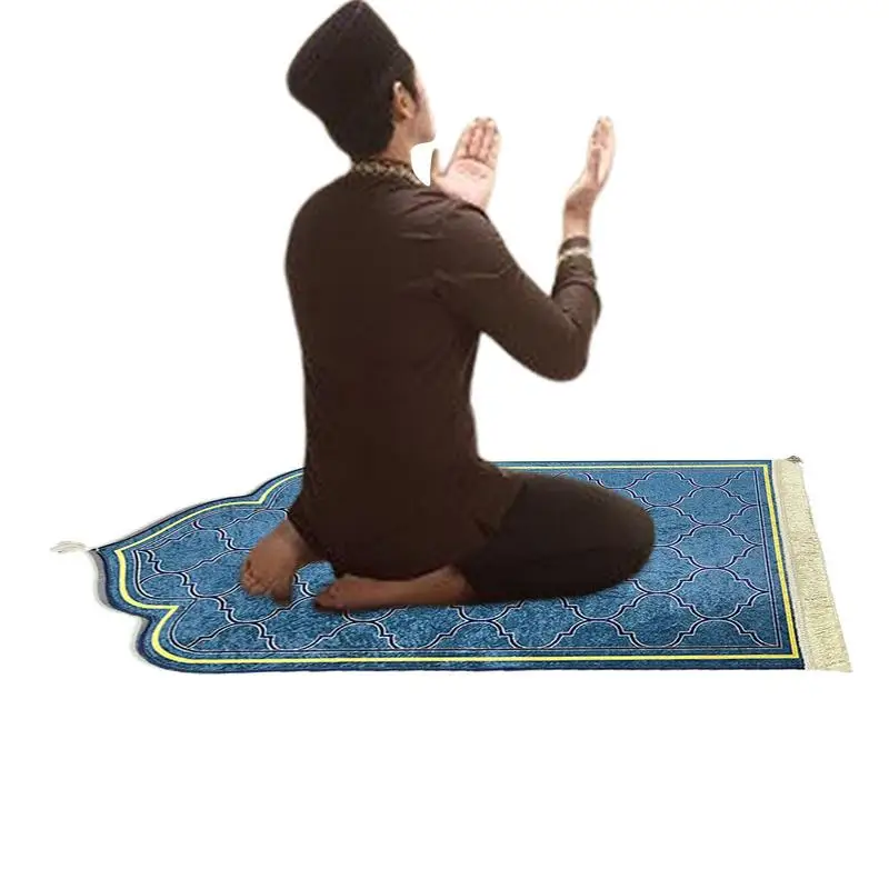 

Muslim Prayer Rug Portable Mat For Men Women Flannel Carpet Worship Kneel Embossing Floor Carpets Non-slip Soft Prayer Rug Gift