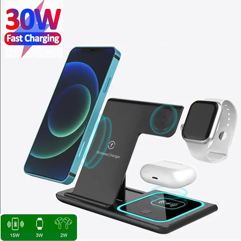 3 in 1 Wireless Charger Stand For iPhone 14 13 12 Pro Max Apple Watch 8 7 Samsung Watch 5 Airpods Fast Charging Dock Station
3 in 1 Wireless Charger Stand For iPhone 14 13 12 Pro Max Apple Watch 8 7 Samsung Watch 5 Airpods Fast Charging Dock Station