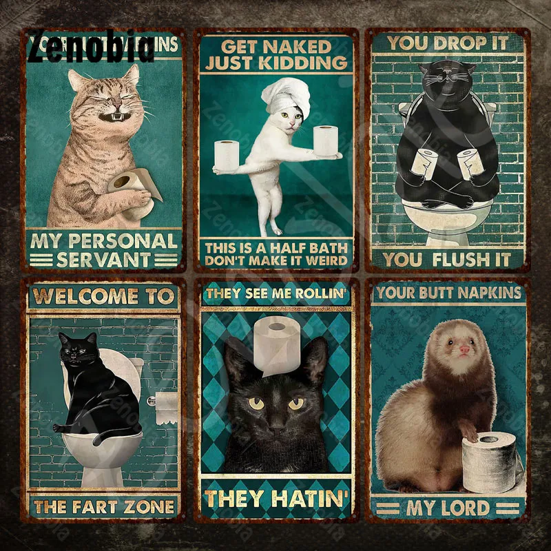 Funny Black Cats Metal Sign Toilet Paper and Cat Vintage Tin Sign Decorative Metal Plate Plaque Iron Painting for Bathroom Decor
Funny Black Cats Metal Sign Toilet Paper and Cat Vintage Tin Sign Decorative Metal Plate Plaque Iron Painting for Bathroom Decor